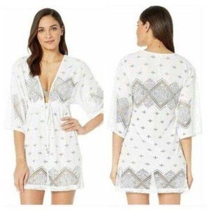 Dotti Santorini White Laser Cut Kimono Cover Up L